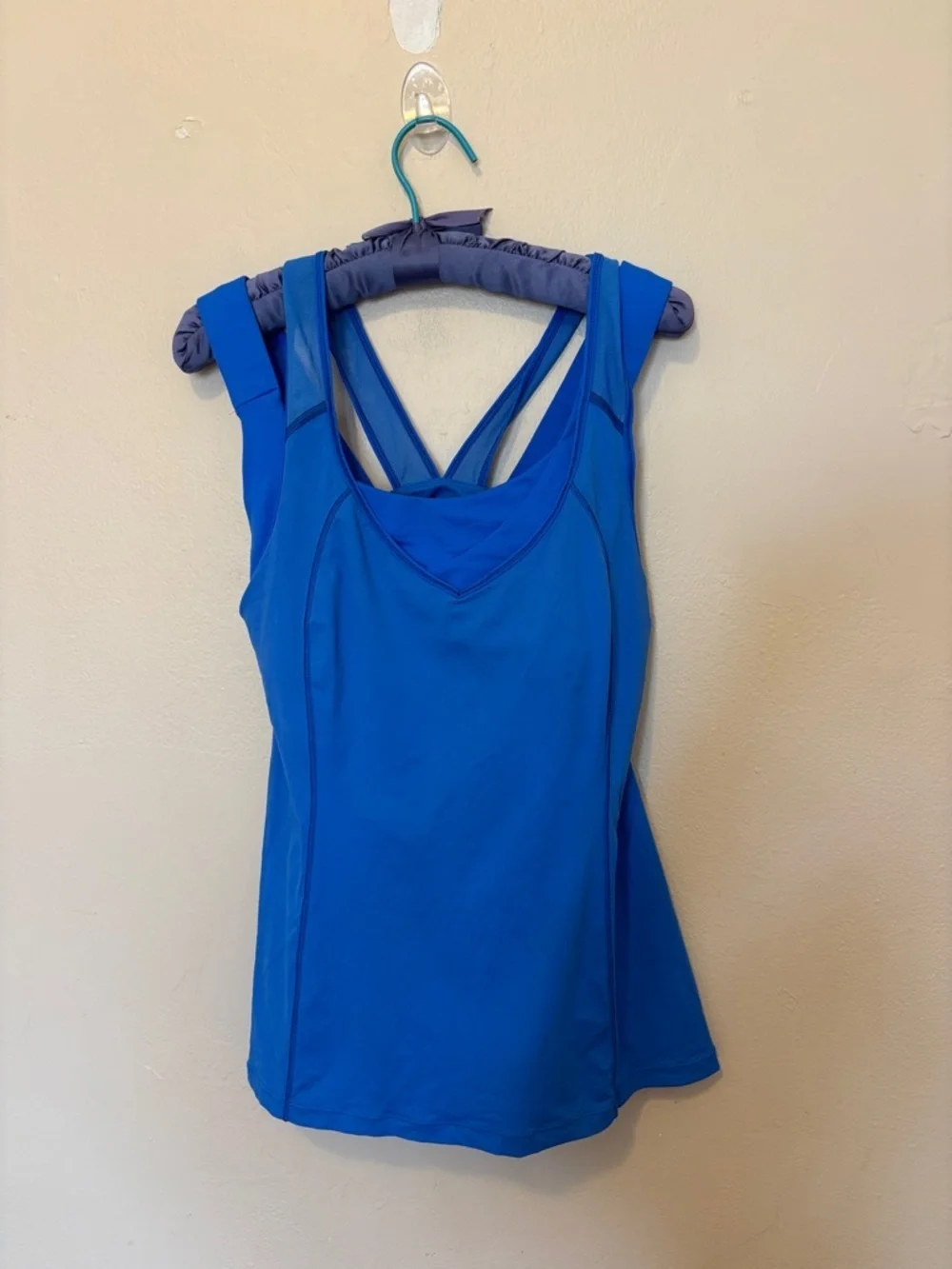lululemon athletica Cobalt Blue Tank with Patterned Bra Insert